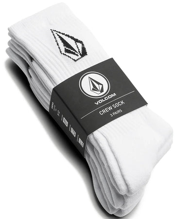 Volcom Full Stone Sock 9-12 3Pk - White